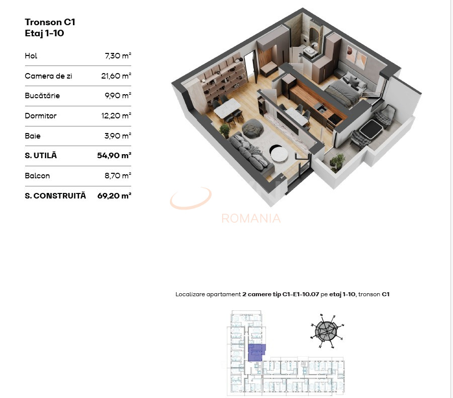 Apartament, 2 camere Bucuresti/Pipera