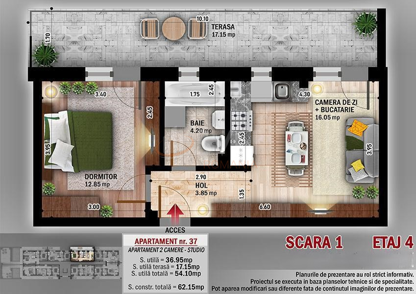 Apartament, 2 camere Bucuresti/Theodor Pallady