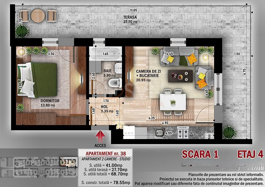 Apartament, 2 camere Bucuresti/Theodor Pallady