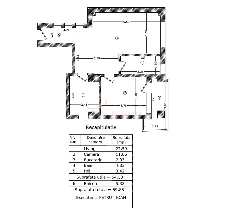 Apartament, 2 camere Bucuresti/Chibrit