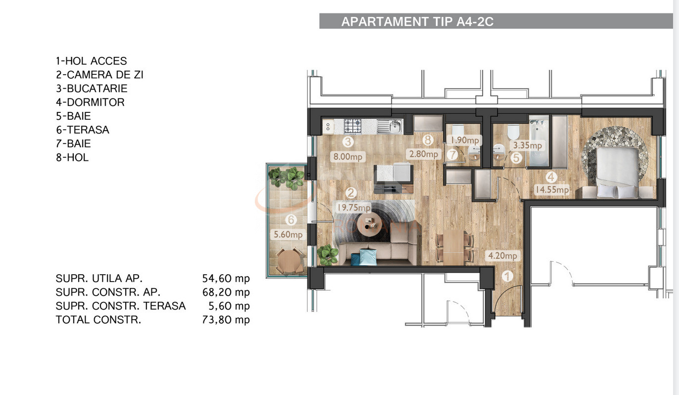Apartament, 2 camere Bucuresti/Barbu Vacarescu