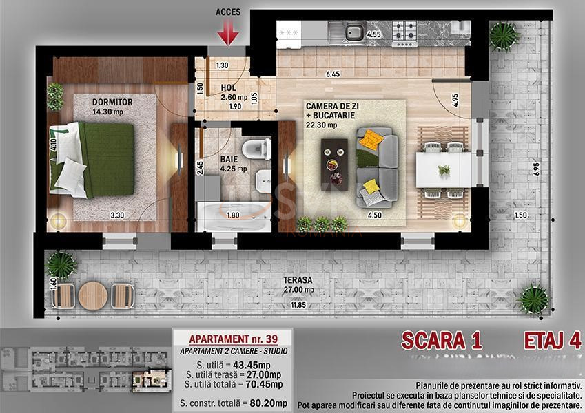 Apartament, 2 camere Bucuresti/Theodor Pallady