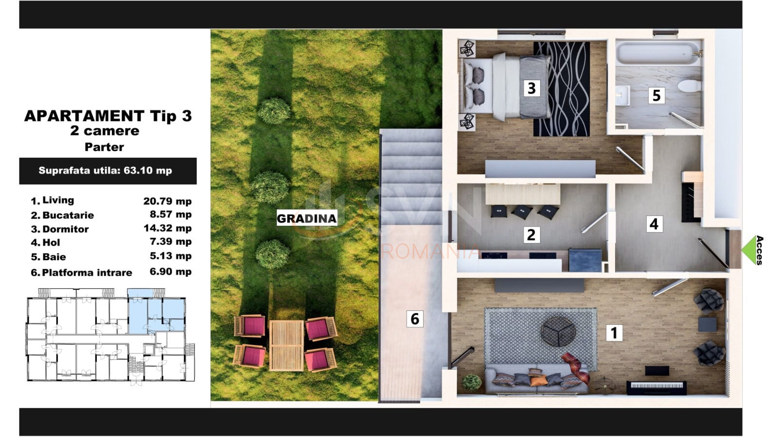 Apartament, 2 camere Ilfov/Fundeni