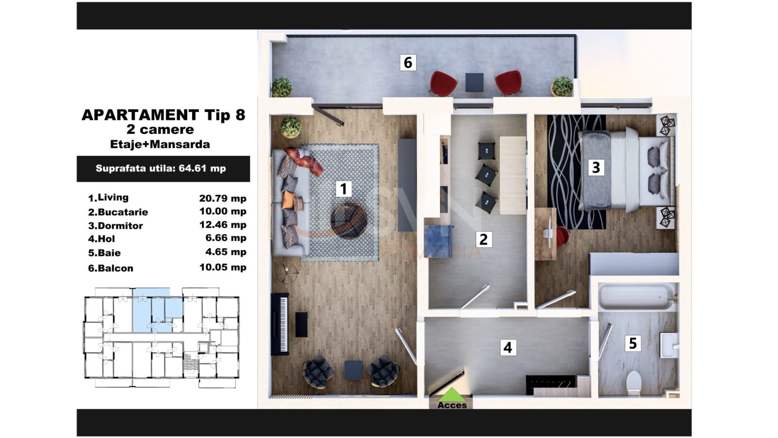 Apartament, 2 camere Ilfov/Fundeni