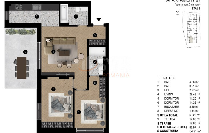 Apartament, 2 camere Bucuresti/13 Septembrie