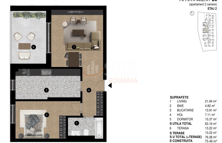 Apartament, 2 camere Bucuresti/13 Septembrie