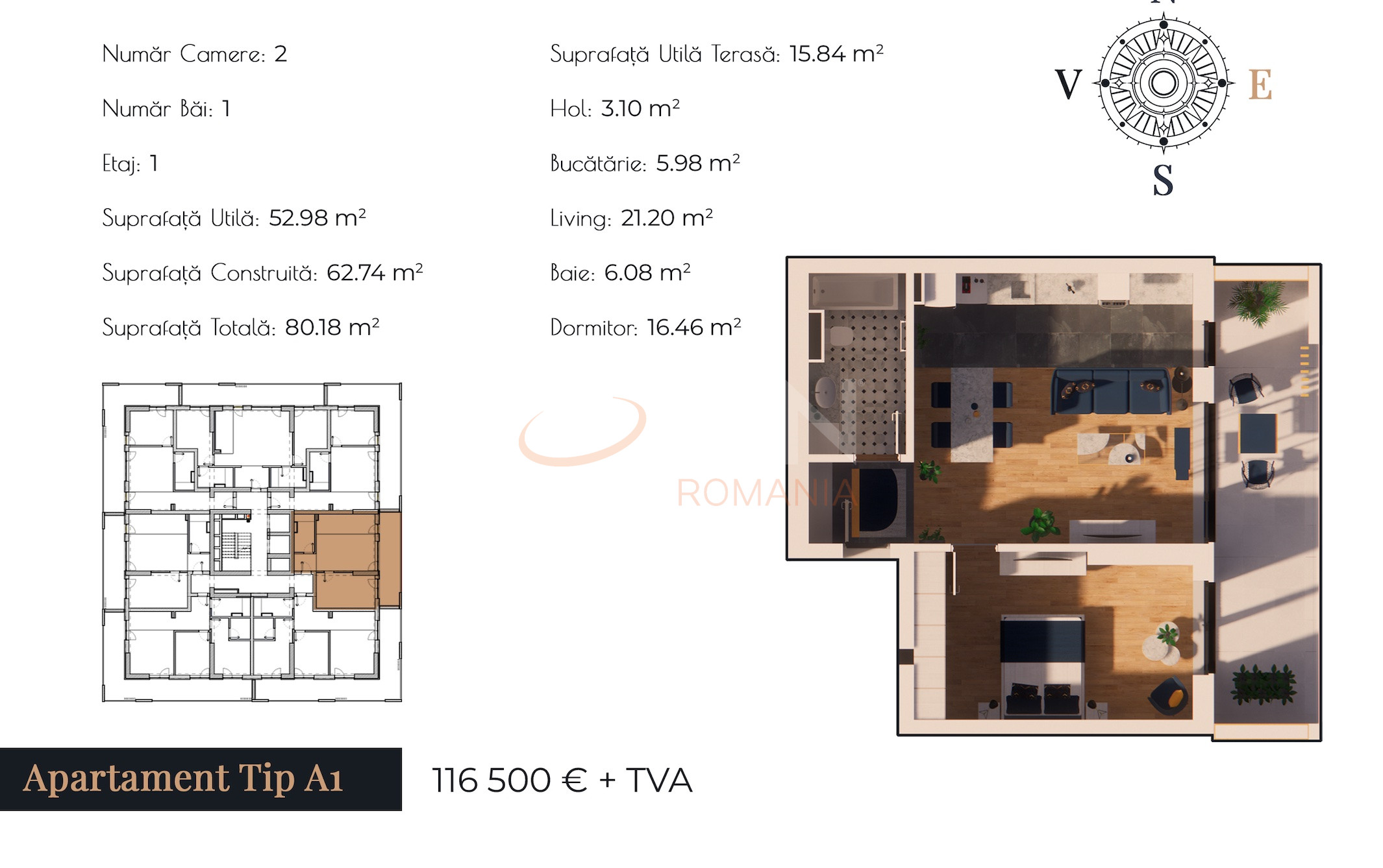 Apartament, 2 camere Bucuresti/13 Septembrie