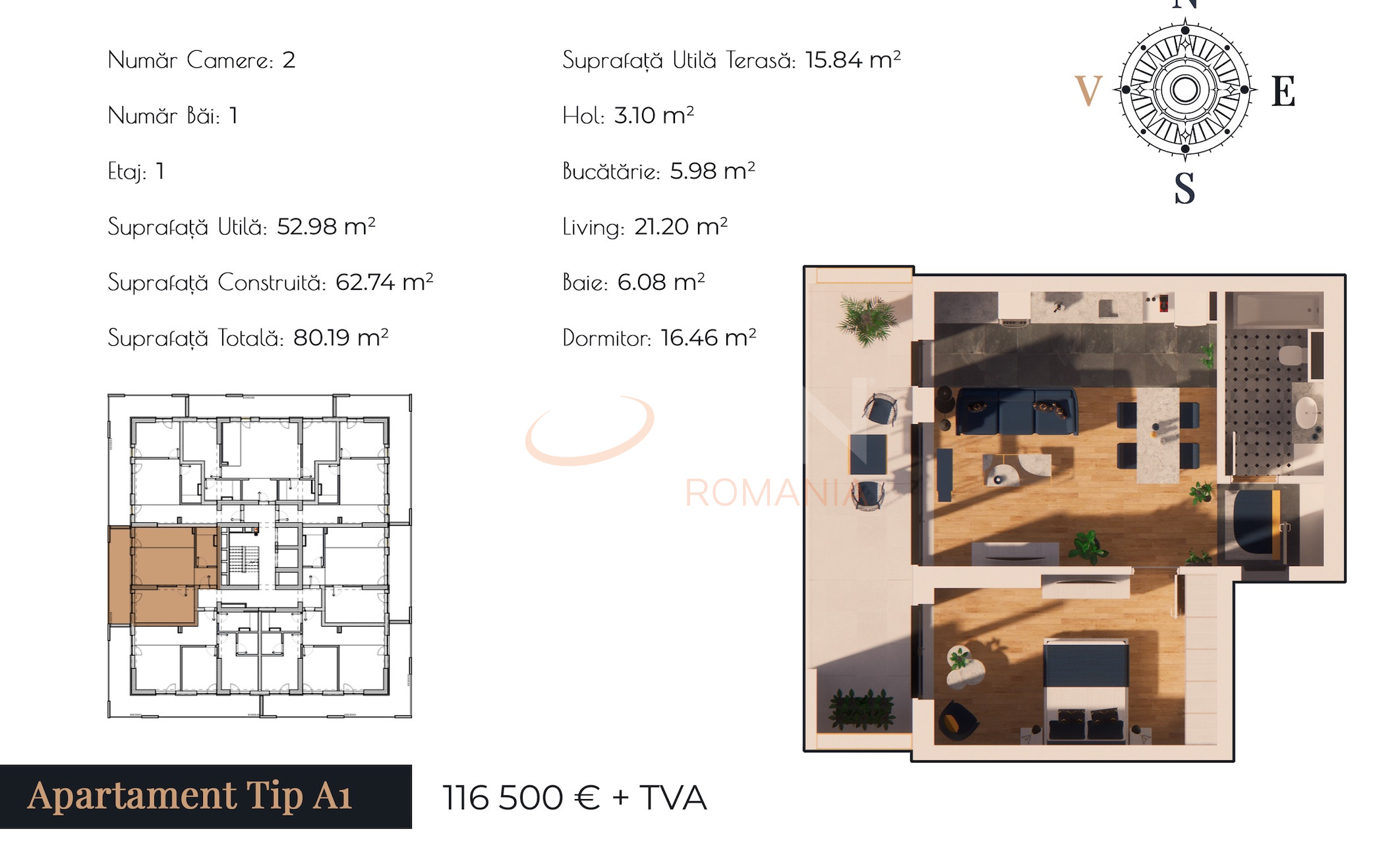 Apartament, 2 camere Bucuresti/13 Septembrie