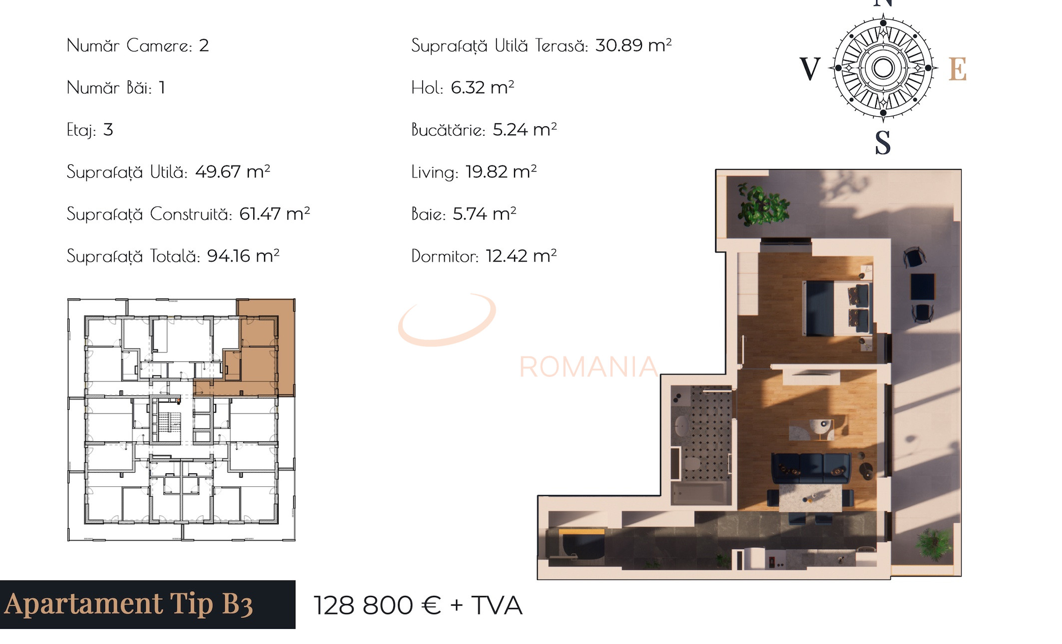 Apartament, 2 camere Bucuresti/13 Septembrie
