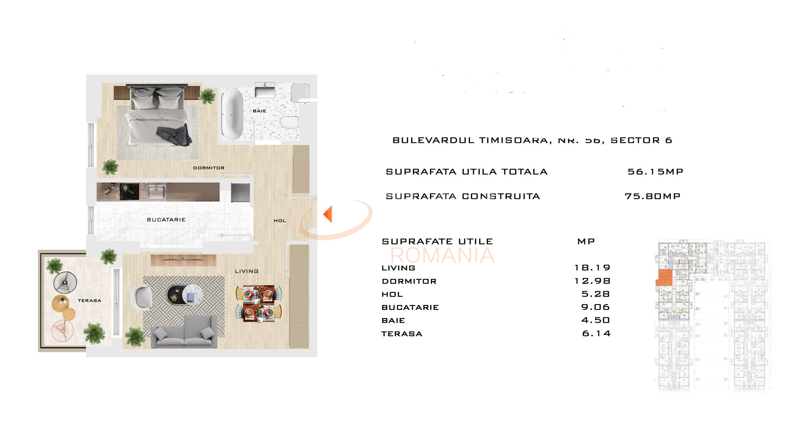 Apartament, 2 camere Bucuresti/Compozitorilor