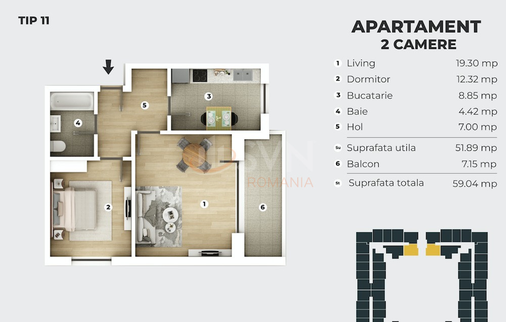 Apartament, 2 camere Ilfov/Berceni