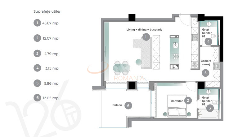 Apartament, 2 camere Bucuresti/Pipera
