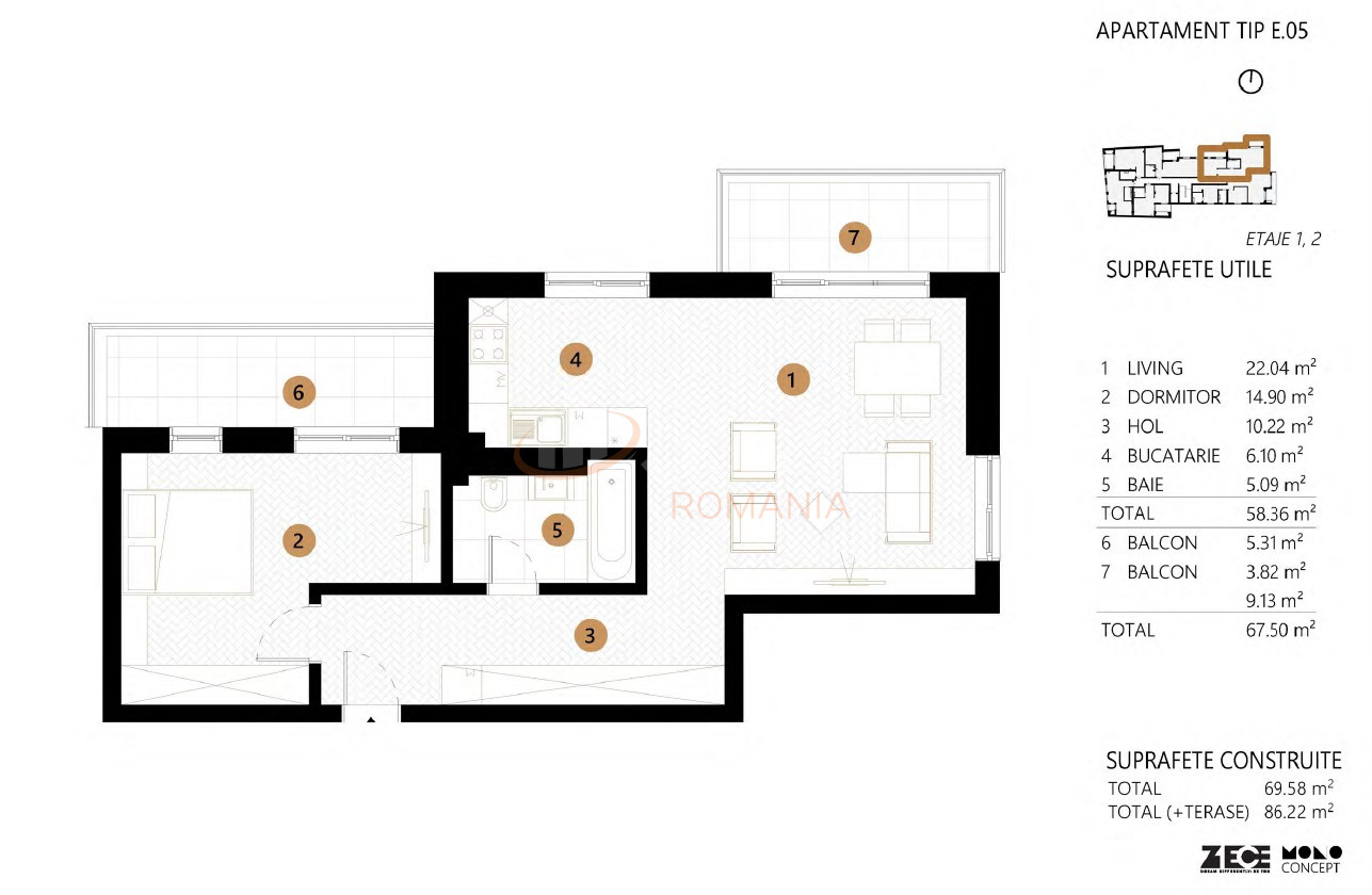 Apartament, 2 camere Bucuresti/Piata Unirii (s3)