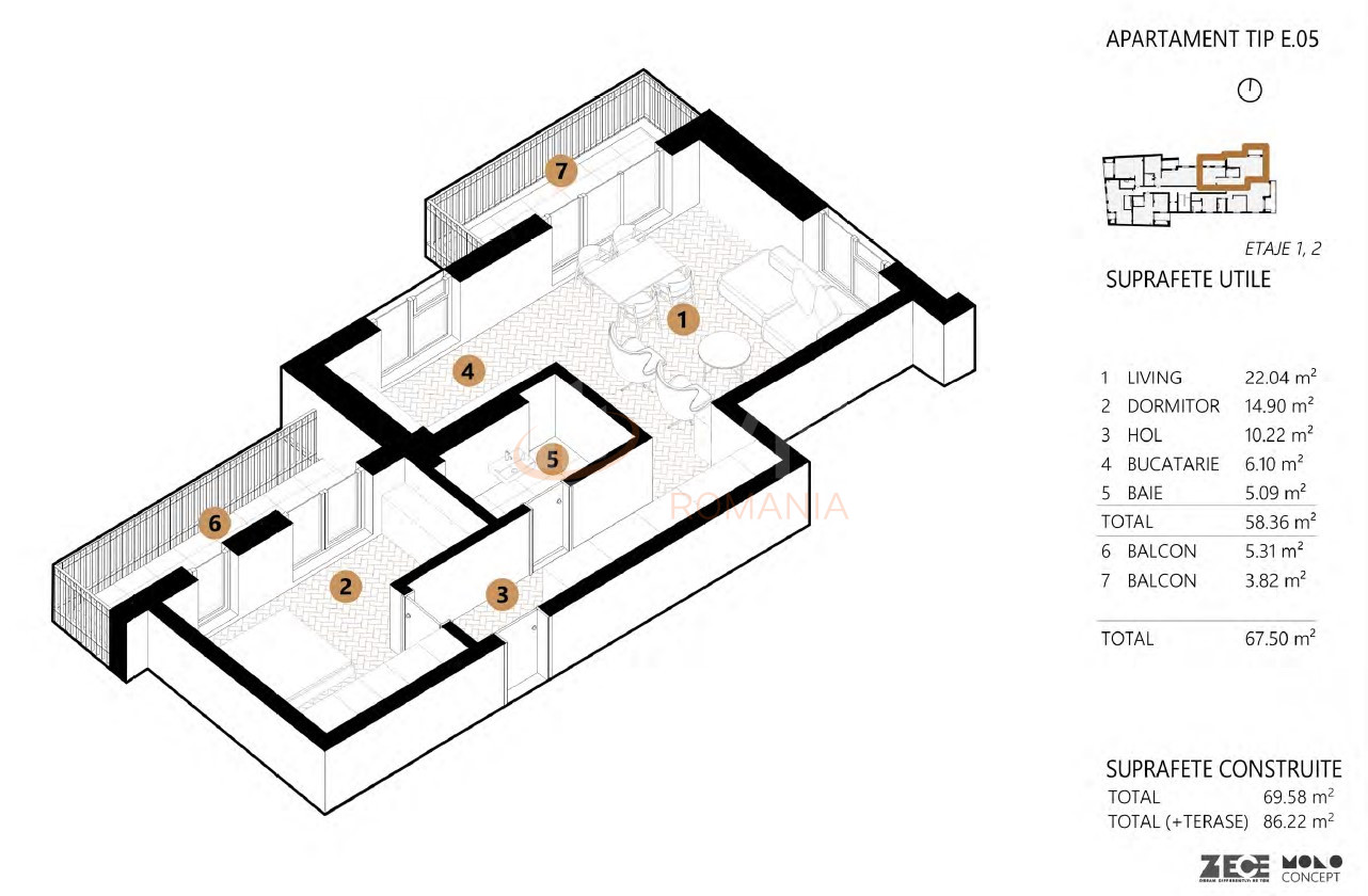 Apartament, 2 camere Bucuresti/Piata Unirii (s3)