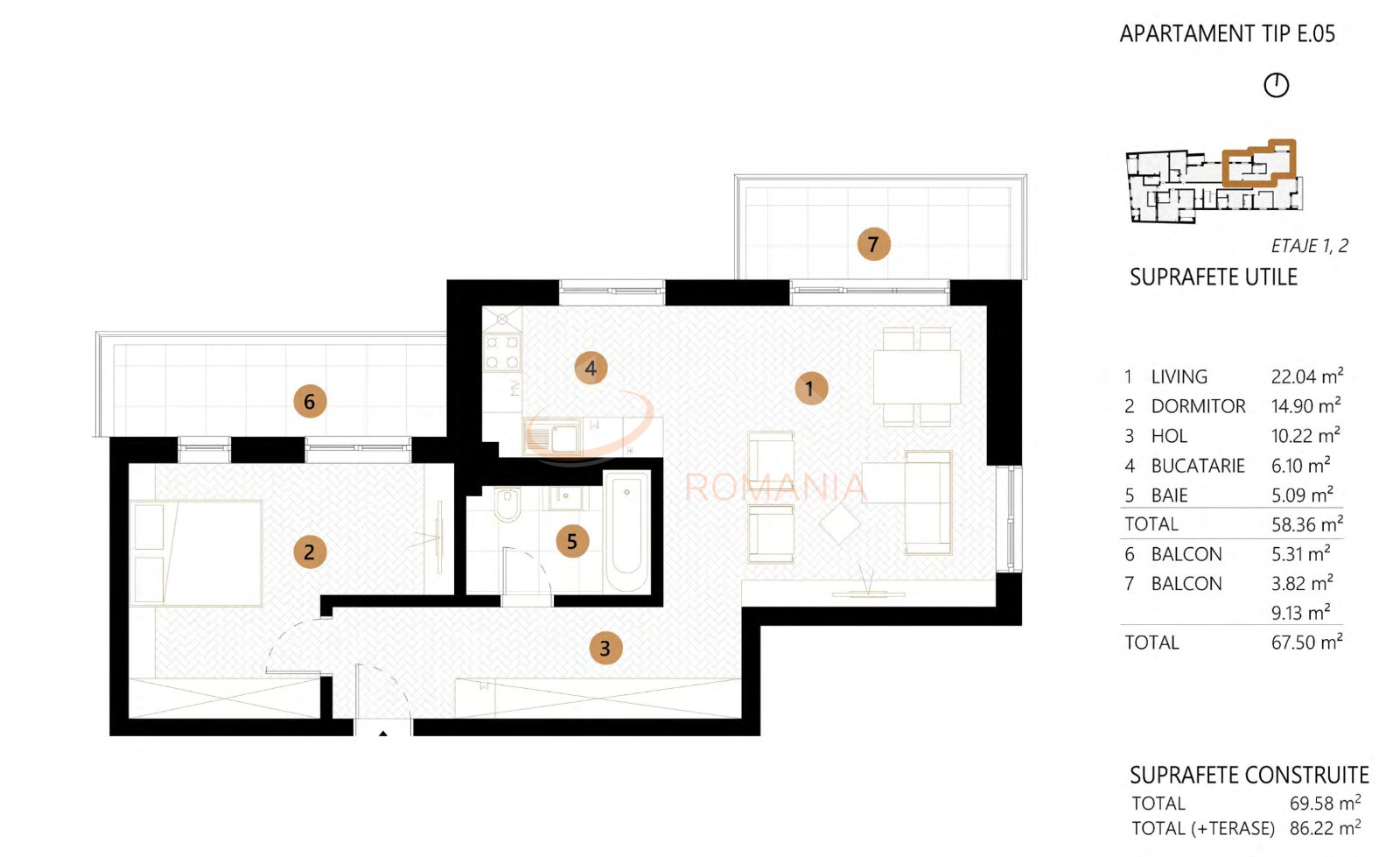 Apartament, 2 camere Bucuresti/Piata Unirii (s3)