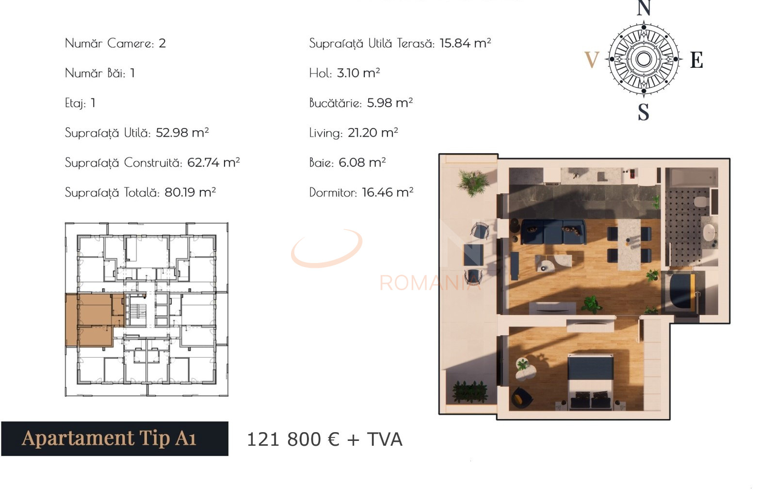 Apartament, 2 camere Bucuresti/13 Septembrie