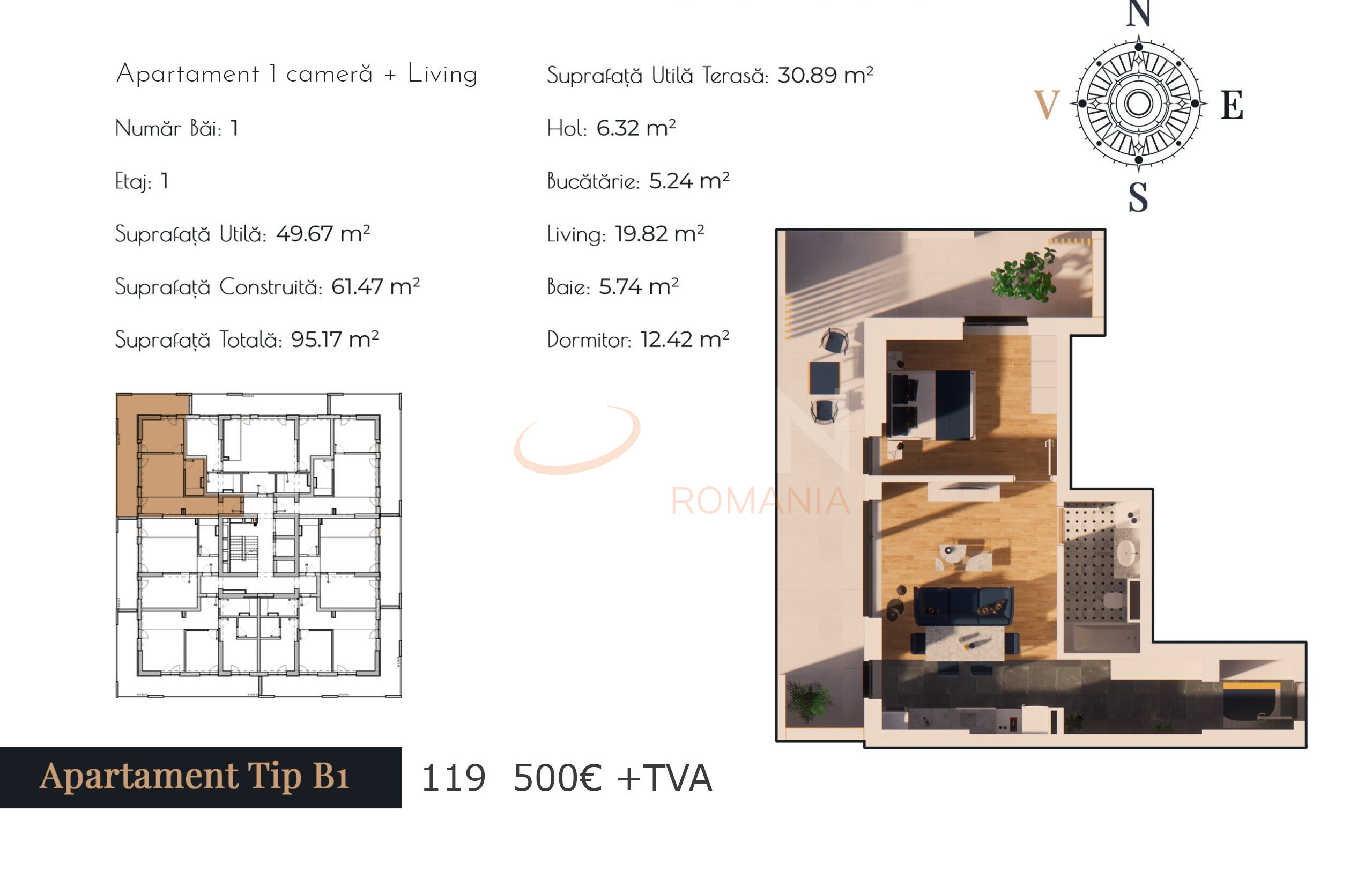 Apartament, 2 camere Bucuresti/13 Septembrie