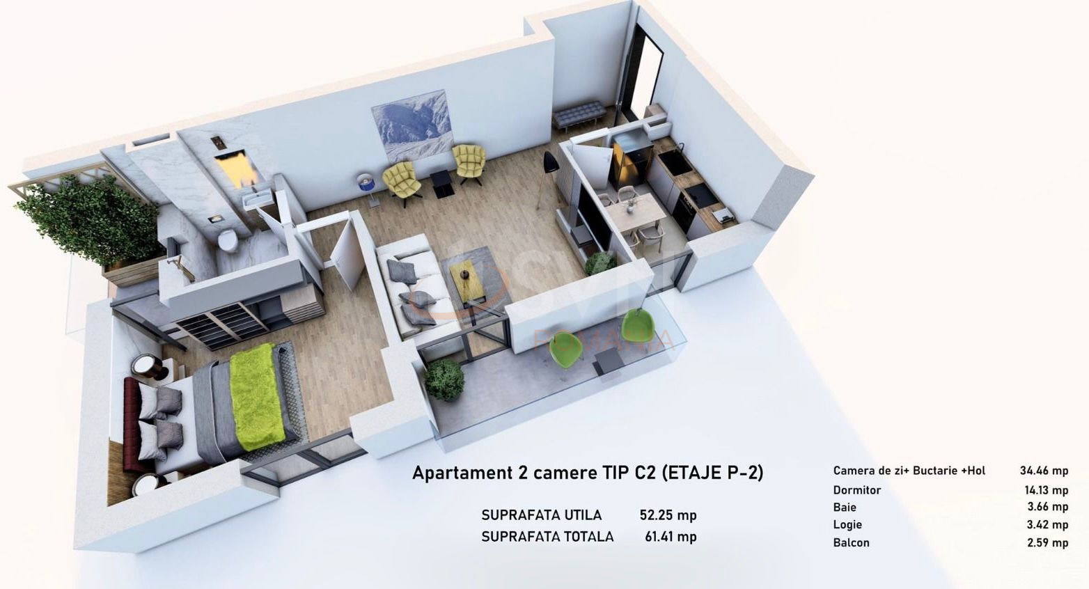 Apartament, 2 camere Bucuresti/Mihai Bravu (s3)