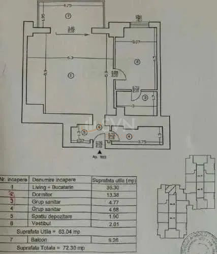 Apartament, 2 camere Bucuresti/Barbu Vacarescu