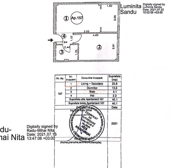 Apartament, 2 camere Ilfov/Rosu