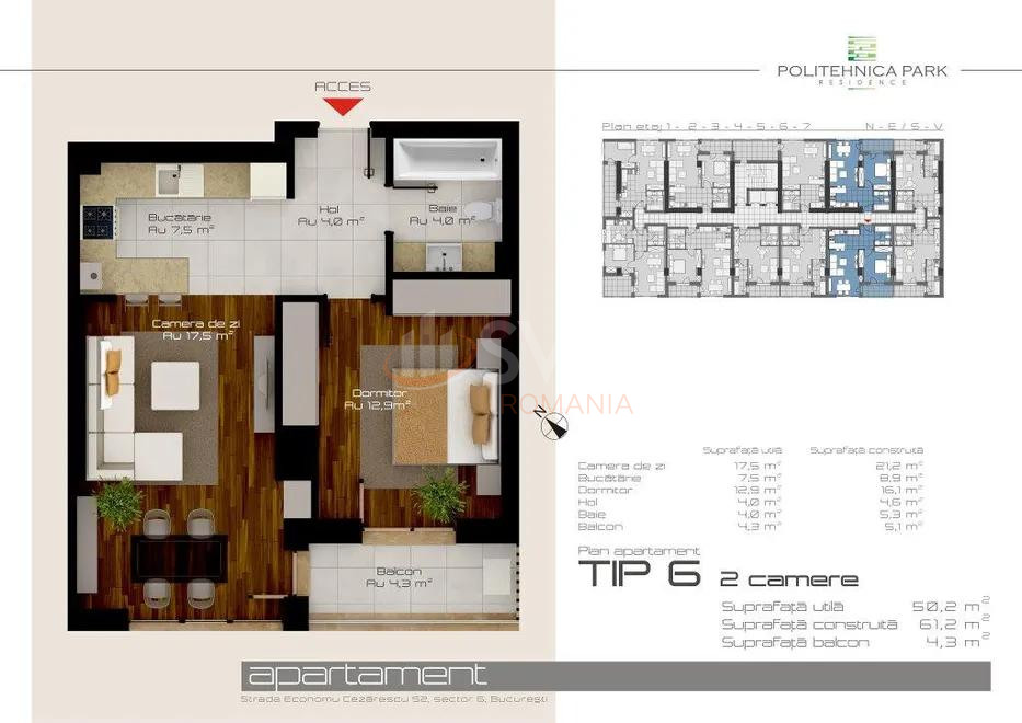 Apartament, 2 camere Bucuresti/Regie
