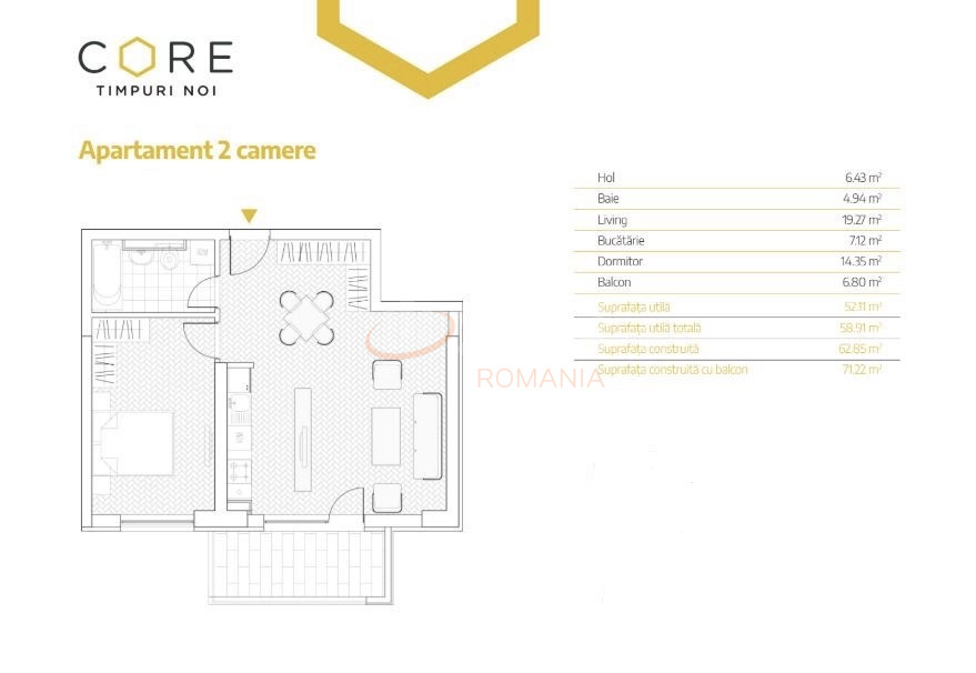 Apartament, 2 camere Bucuresti/Timpuri Noi