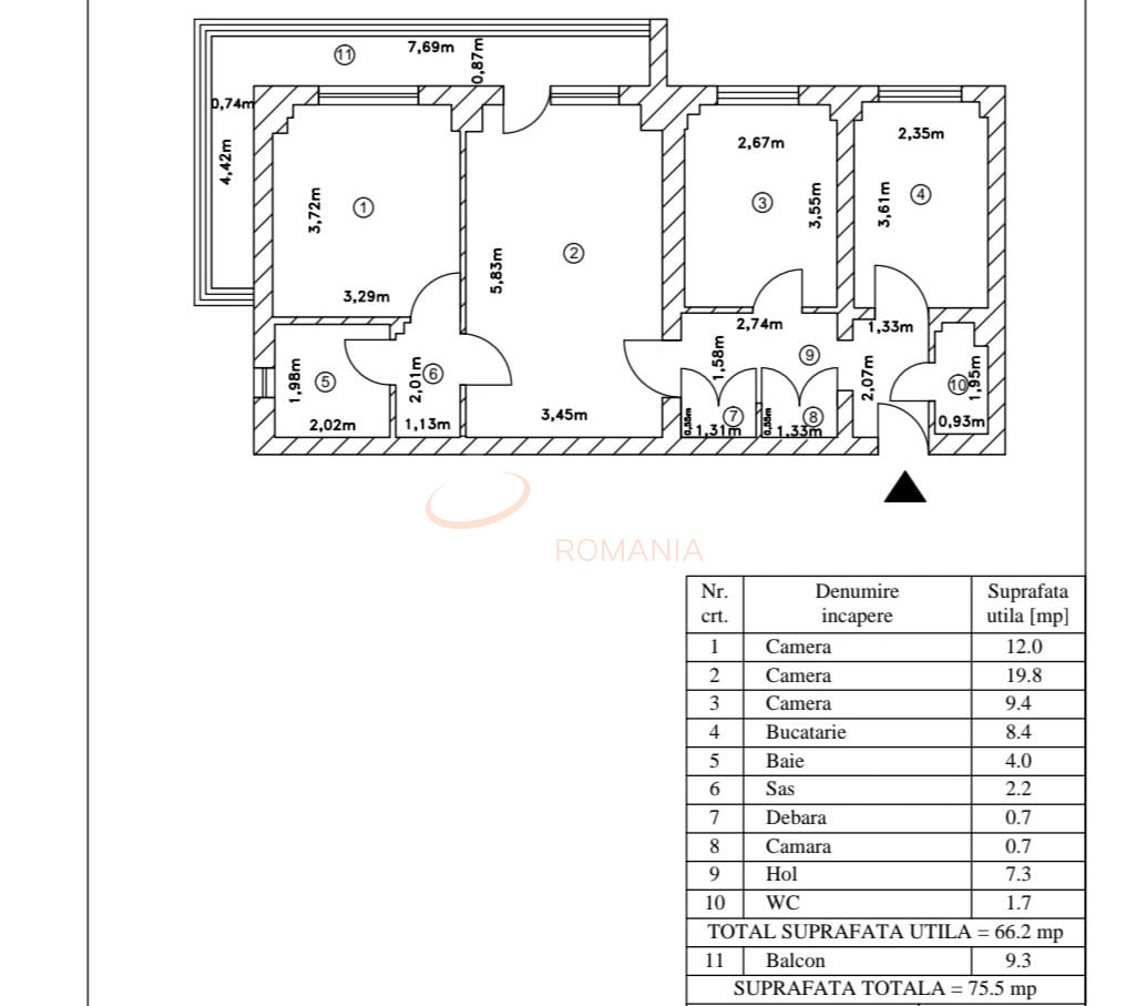 Apartament, 3 camere Bucuresti/Apusului