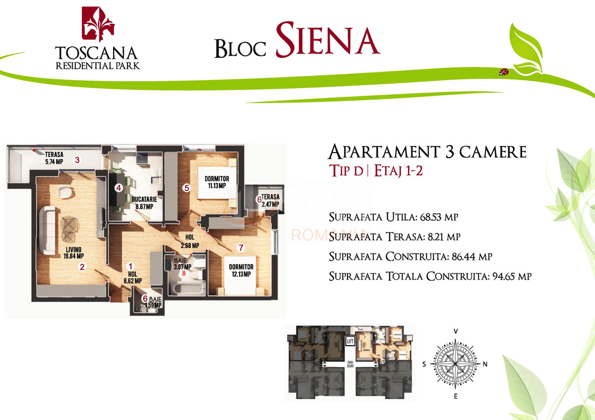 Apartament, 3 camere Ilfov/Otopeni