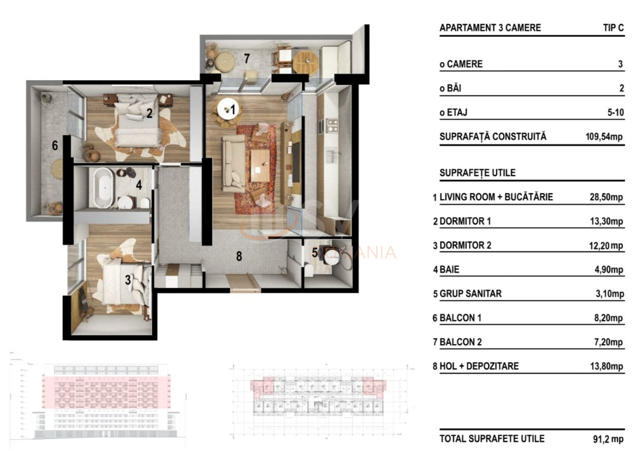 Apartament, 3 camere Bucuresti/Splaiul Unirii (s3)