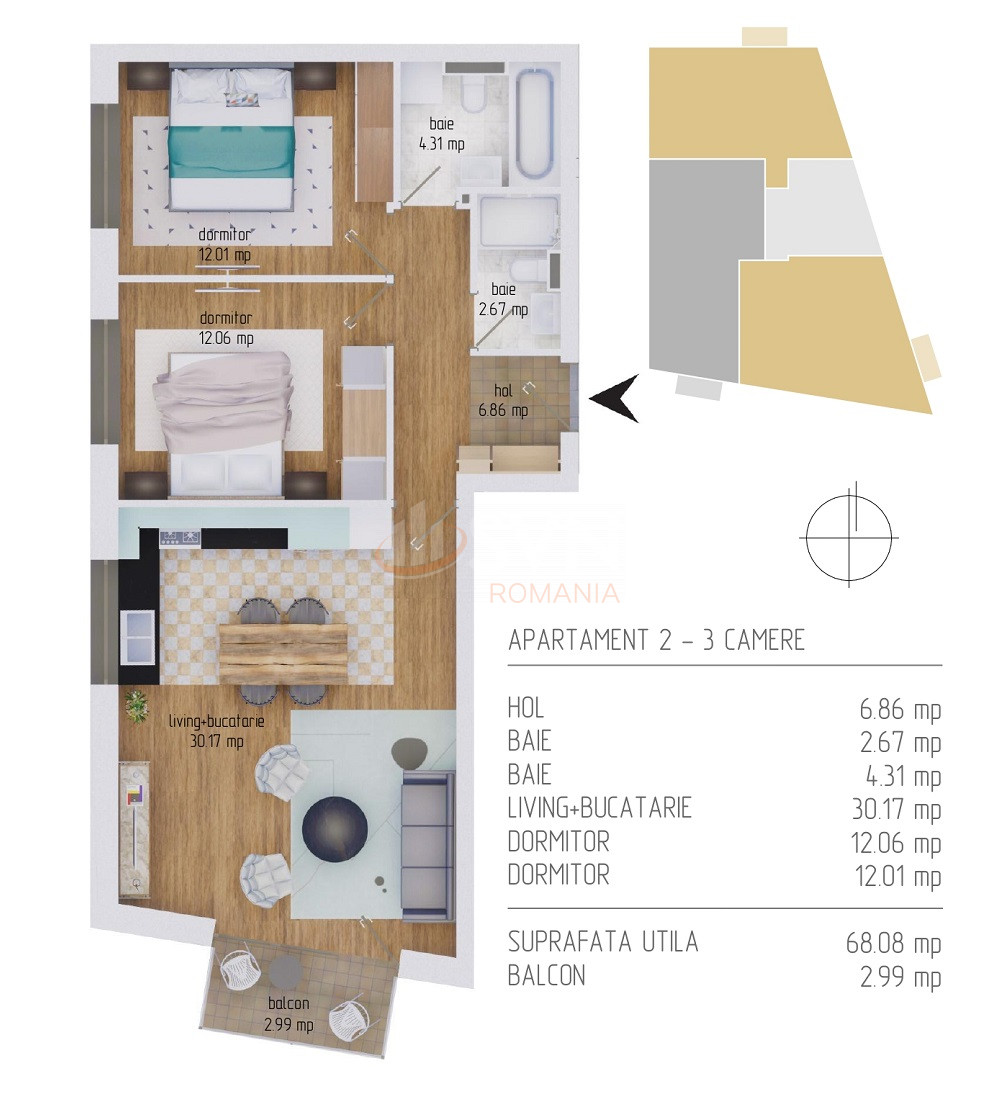 Apartament, 3 camere Cluj/Centru