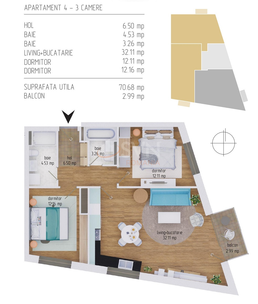 Apartament, 3 camere Cluj/Centru