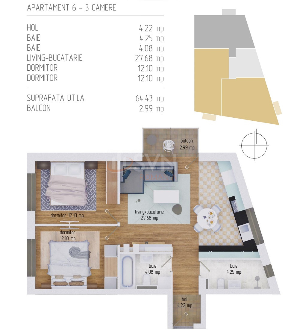 Apartament, 3 camere Cluj/Centru