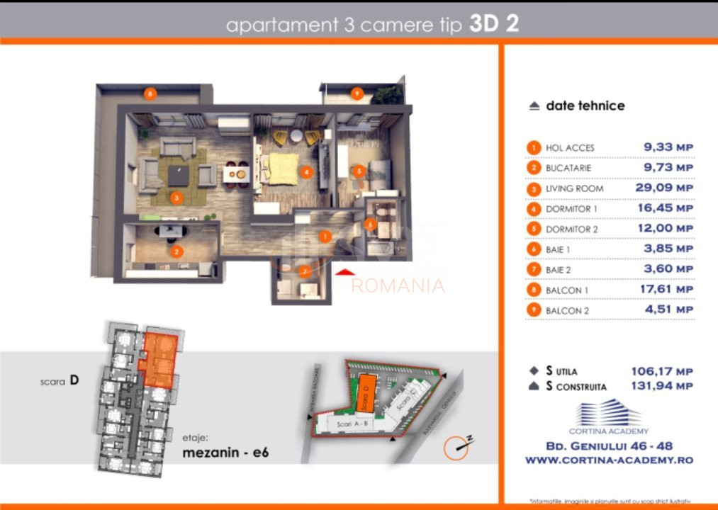 Apartament, 3 camere Bucuresti/Cotroceni