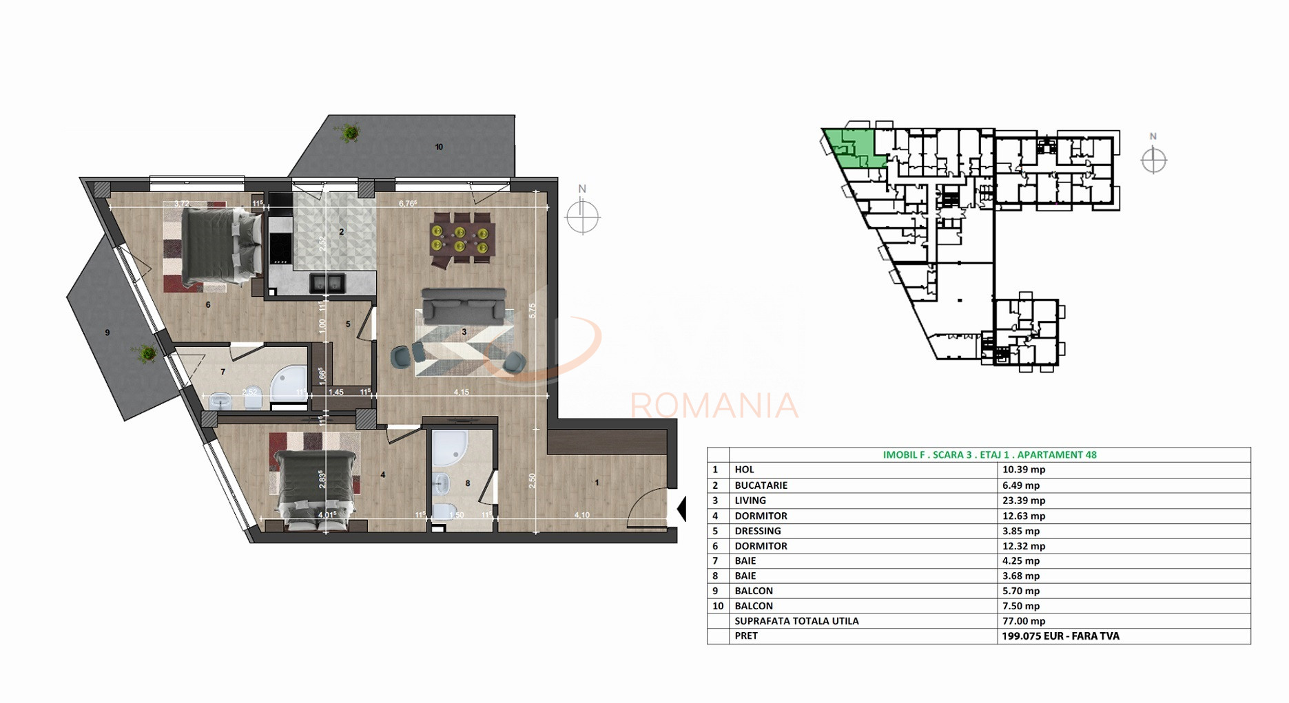 Apartament, 3 camere Cluj/Europa