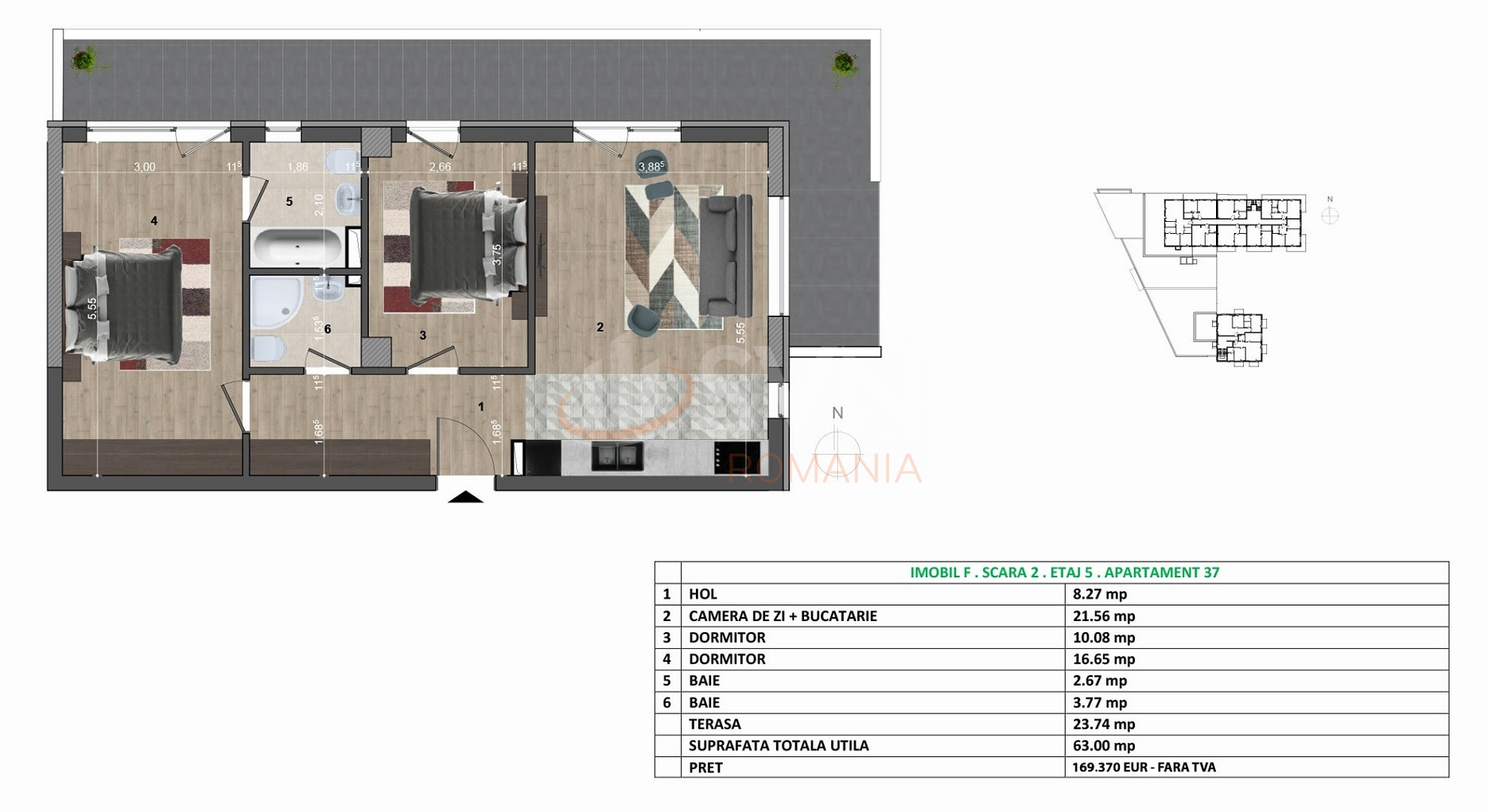 Apartament, 3 camere Cluj/Europa
