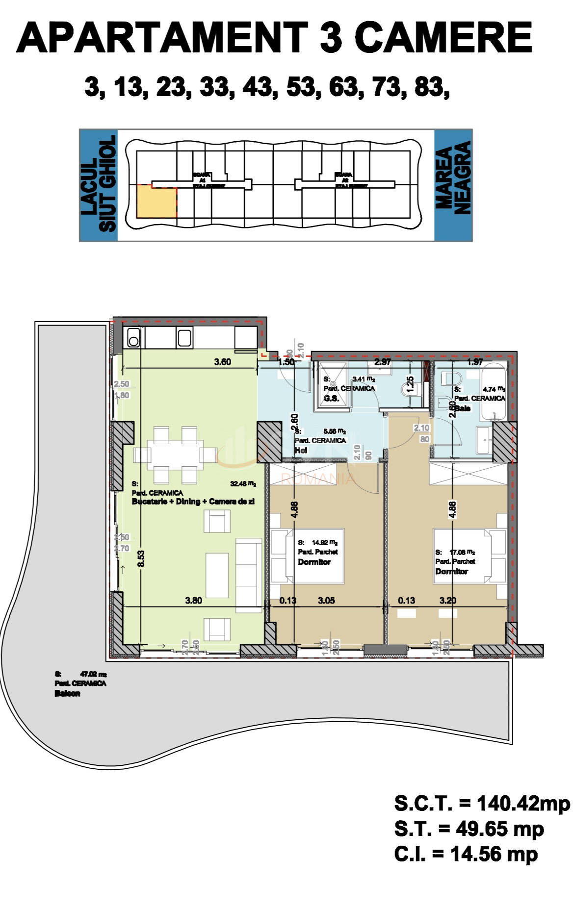 Apartament, 3 camere Constanta/Nord