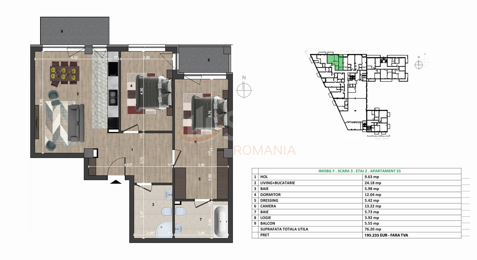 Apartament, 3 camere Cluj/Europa