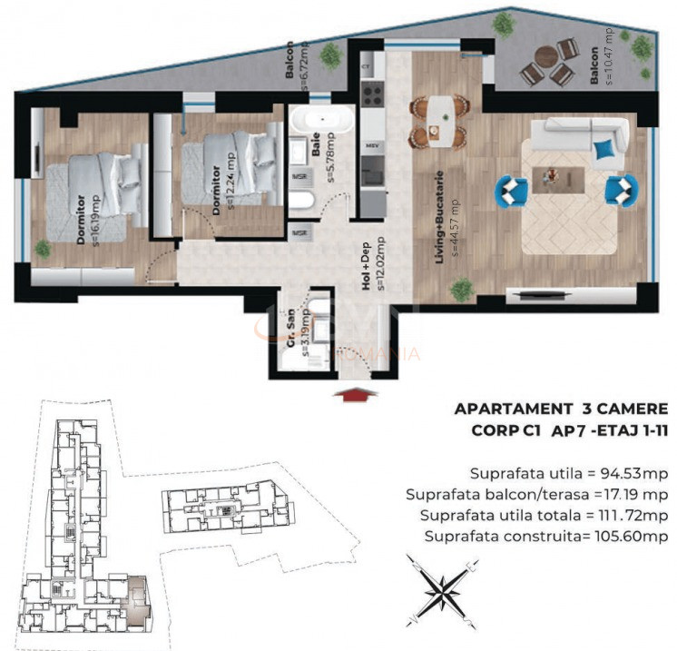 Apartament, 3 camere Bucuresti/Viilor