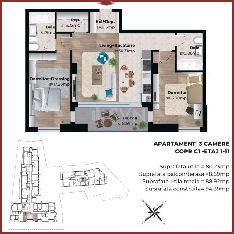 Apartament, 3 camere Bucuresti/Viilor