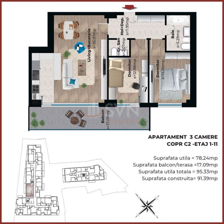 Apartament, 3 camere Bucuresti/Viilor