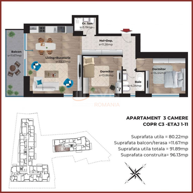 Apartament, 3 camere Bucuresti/Viilor