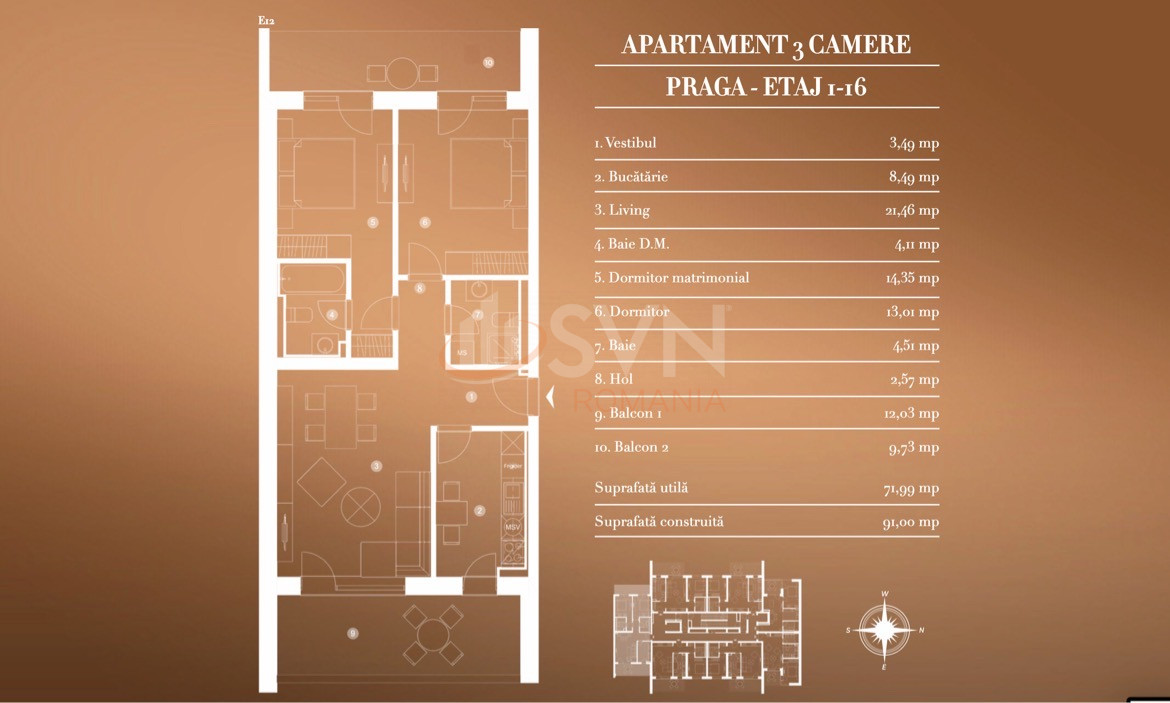 Apartament, 3 camere Bucuresti/Aviatiei