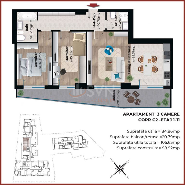 Apartament, 3 camere Bucuresti/Parcul Carol