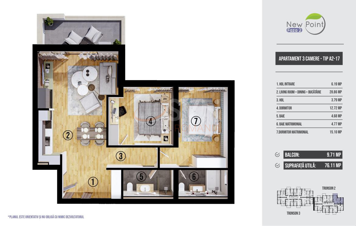 Apartament, 3 camere Ilfov/Voluntari