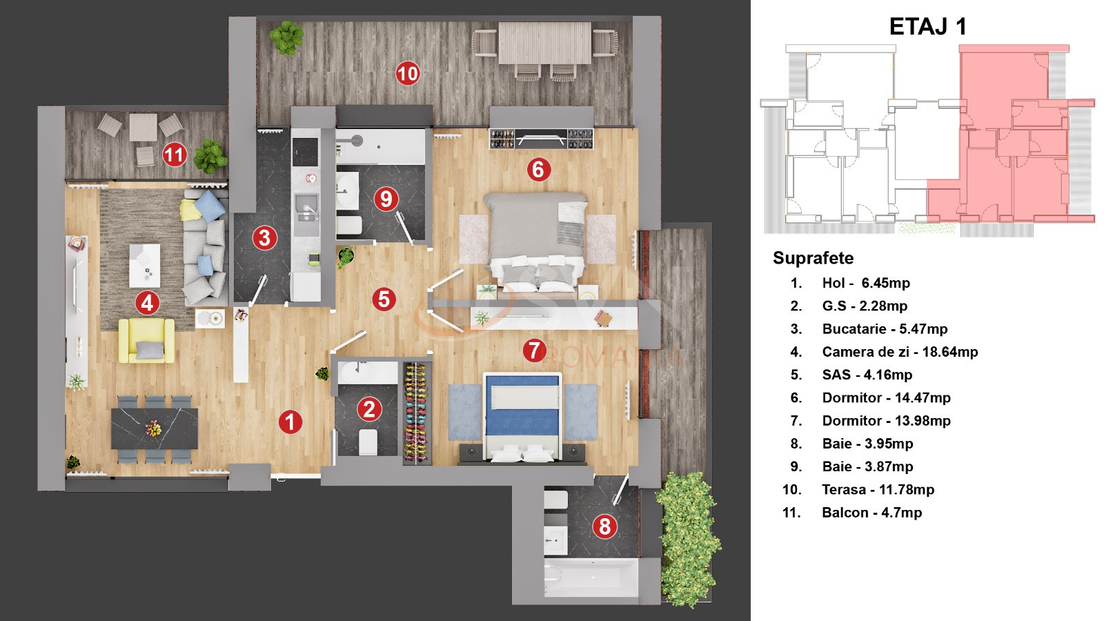 Apartament, 3 camere Bucuresti/Rosetti