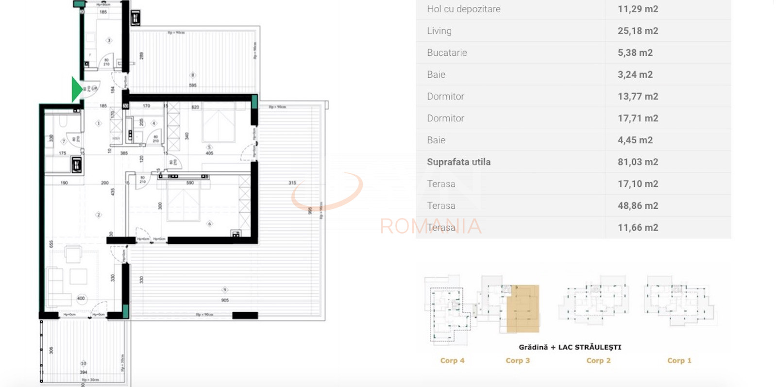 Apartament, 3 camere Bucuresti/Straulesti