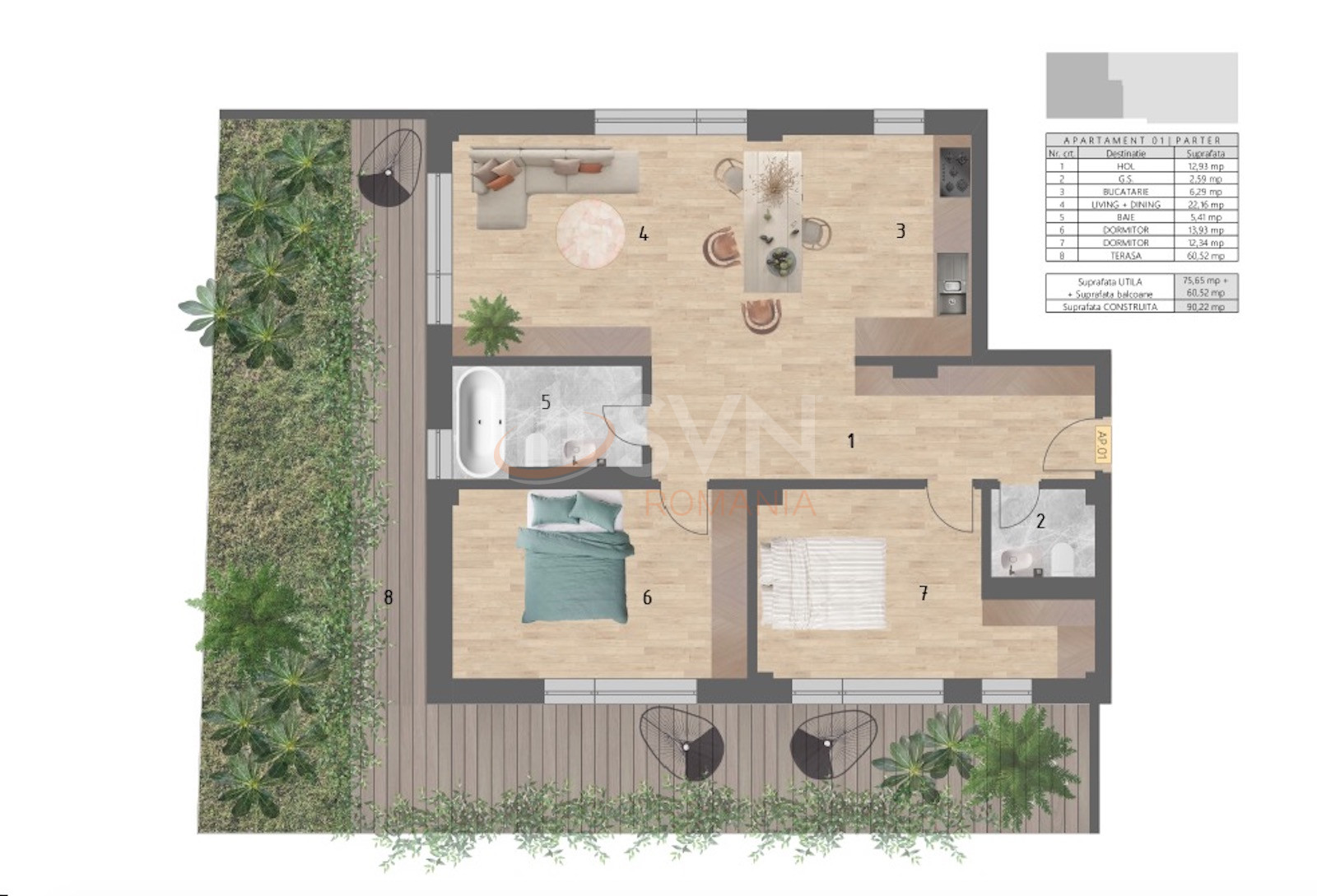 Apartament, 3 camere Bucuresti/Damaroaia