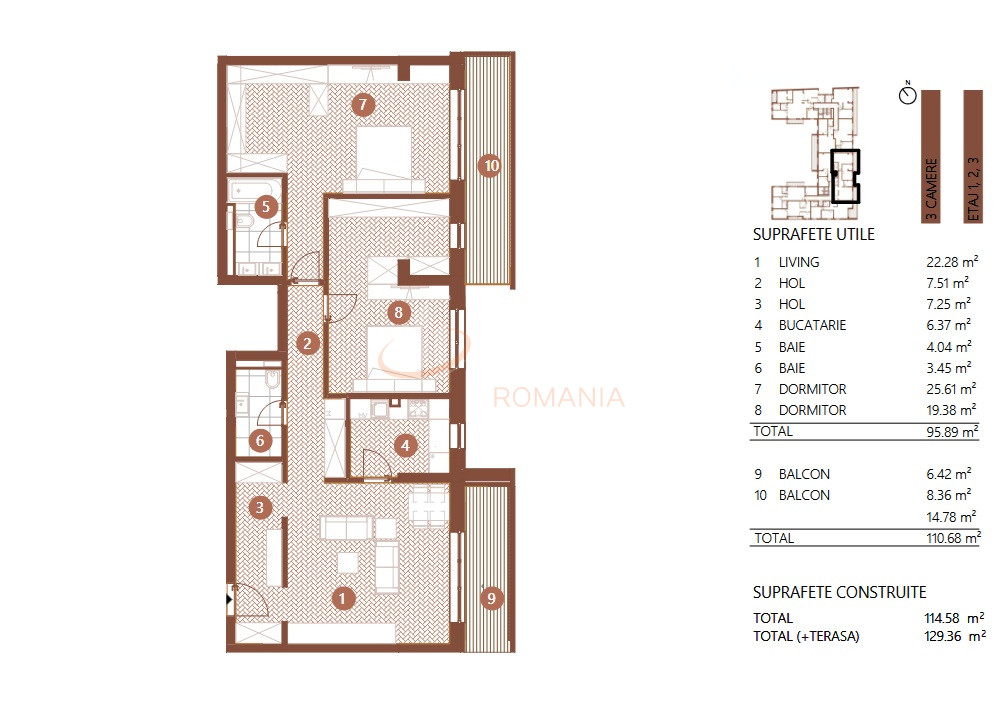 Apartament, 3 camere Bucuresti/Barbu Vacarescu