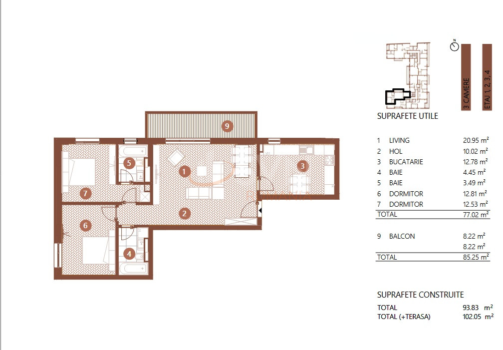 Apartament, 3 camere Bucuresti/Barbu Vacarescu