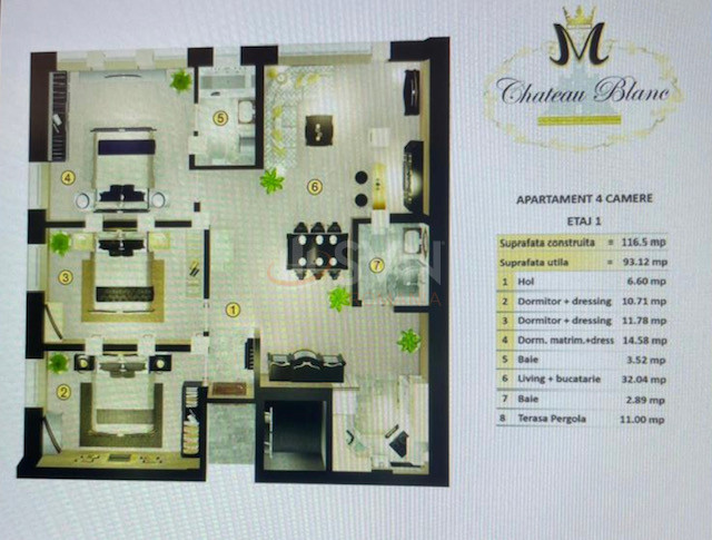 Apartament, 3 camere Bucuresti/Straulesti